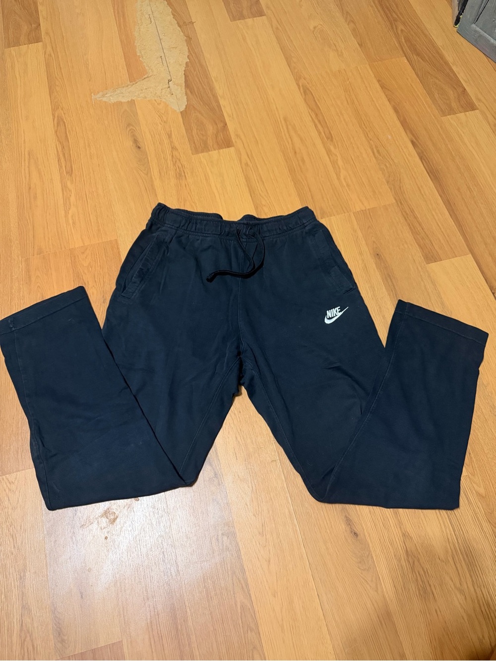 Nike Black Straight Leg Sweatpants Drawstring Logo